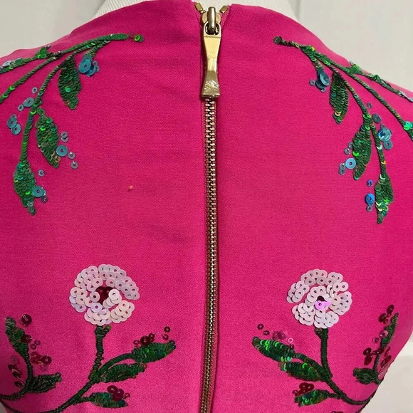 Kate Spade Fit and Flare Floral Embellished Pink Women's Dress Size 00 - Picture 6 of 16